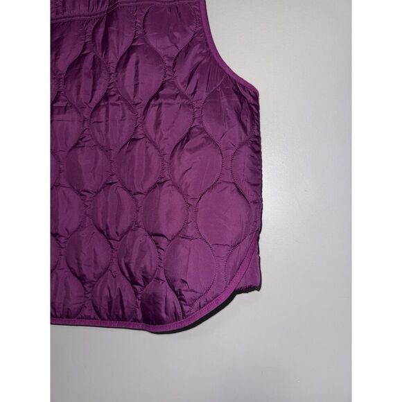 Lou & Grey Quilted Puffer Vest Luxe Purple Pocket Snaps Funnel Collar Size XXL - Picture 4 of 12